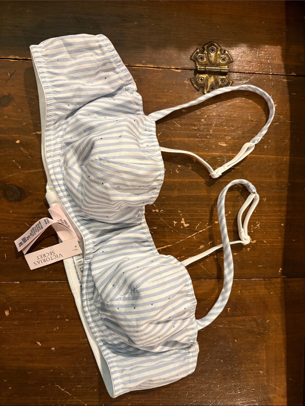 Victoria's Secret Pale Blue & White Striped Padded Underwire Bra